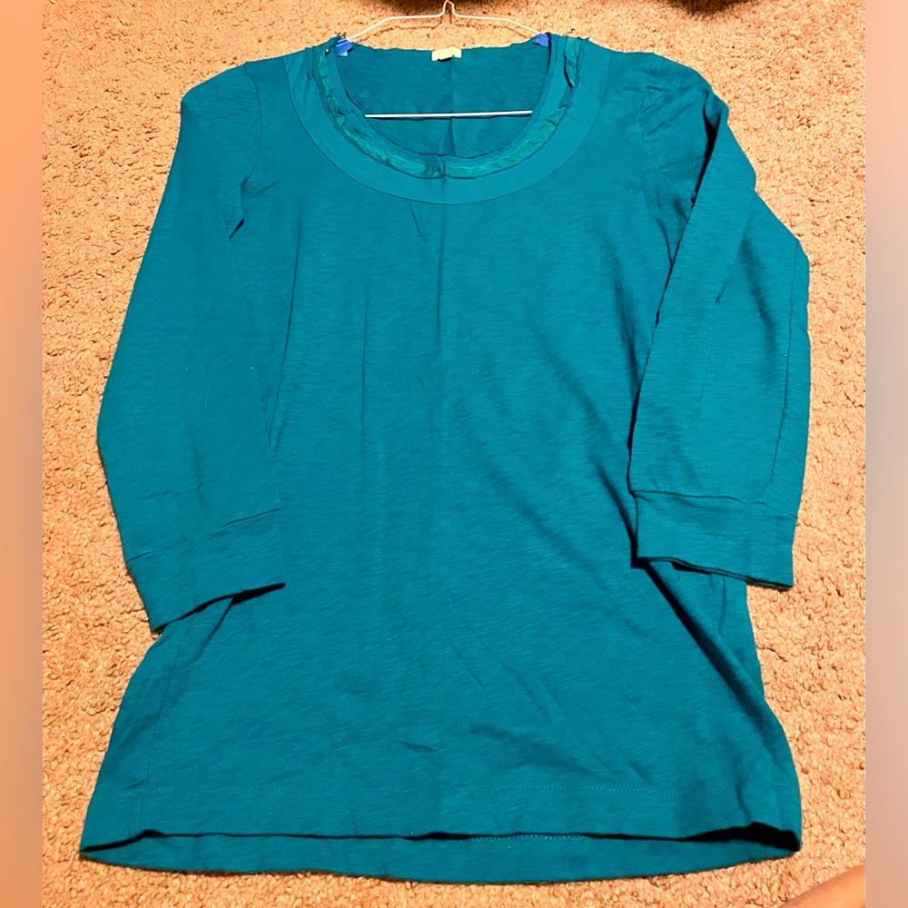 J. CREW 3/4 SLEEVE TEAL TOP XS